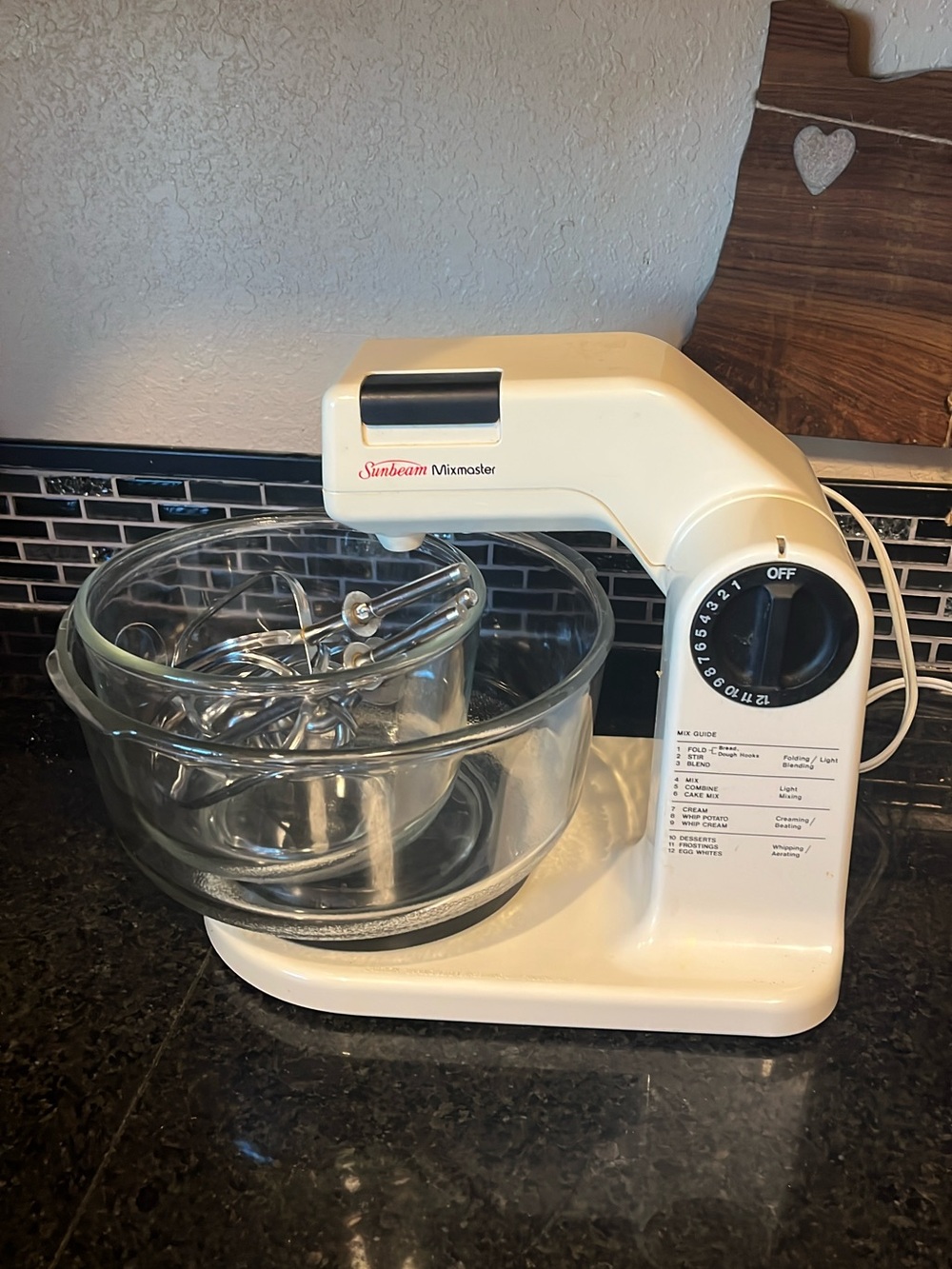 Sunbeam Mixmaster White and Black Tilt-Head Stand Mixer with 2 Glass Bowls